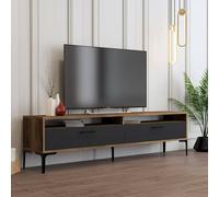 Dmora - Meuble TV Eltanin, Buffet de salon, Armoire basse pour TV, Base murale de rangement, 180x47h35 cm, Noyer et Anthracite