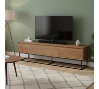 Dmora - Meuble TV EOS, Buffet de Salon, Armoire Basse pour TV, Base Murale de Rangement, 180x40h50 cm, Noyer et Noir