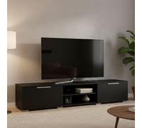 Dmora - Meuble TV Fantine, Buffet de Salon, Armoire Basse pour TV, Base Murale de Rangement, 173x40 h33 cm, Noir