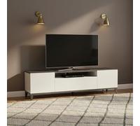 Dmora - Meuble TV Ivan, Buffet bas de salon avec 2 portes, Base pour meuble TV, 100% Made in Italy, 160x40h47 cm, Blanc brillant et ardoise