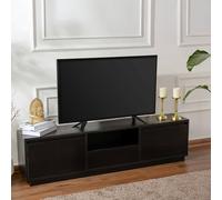Dmora - Meuble TV Lovere, Buffet de Salon, Armoire Basse pour TV, Base Murale de Rangement, 160x30 h42 cm, Noir
