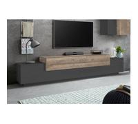 Dmora Meuble TV Nico, Buffet bas de salon, meuble TV, 100% Made in Italy, 240x45h52 cm, Anthracite et Érable