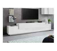 Dmora Meuble TV Nico, Buffet bas de salon, meuble TV, 100% Made in Italy, 240x45h52 cm, Blanc brillant et mat