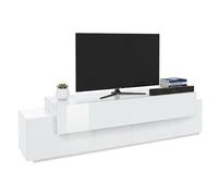 Dmora - Meuble TV Teo, Buffet Bas de Salon, Base pour Meuble TV, 100% Made in Italy, 200x45h52 cm, Blanc Brillant