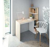 Dmora - Pittston Desk, Bureau linéaire avec bibliothèque, Table de Bureau Polyvalente Peu encombrante, 110x52h136 cm, Blanc et Chêne