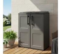 Dmora - Poubelle Aarschot, Poubelle de Recyclage 2 Portes, 100% Made in Italy, 68x37h84 cm, Gris et Noir, Finition Carrée