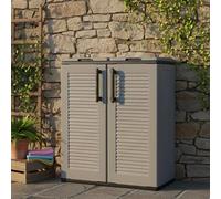 Dmora - Poubelle Aarschot, poubelle, poubelle de recyclage 2 portes, 100% Made in Italy, 68x37h84 cm, Gris et Noir, finition rayée