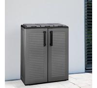 Dmora - Poubelle Andenne, poubelle, poubelle de recyclage 2 portes, 100% Made in Italy, 68x37h84 cm, Gris et Noir, finition rayée