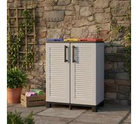 Dmora - Poubelle Hotton, poubelle, poubelle de recyclage 2 portes, 100% Made in Italy, 68x37h90 cm, gris clair et multicolore