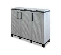 Dmora - Poubelle Virton, Poubelle pour déchets, Poubelle de recyclage, 100% Made in Italy, 102x37h90 cm, Gris clair et noir