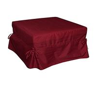 Dmora Pouf convertible en lit, en tissu capitonné, filet et matelas inclus, cm 75x75h42 cm, couleur Rouge