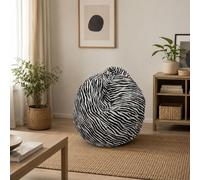 Dmora Pouf sac avec motif "zèbre", noir et blanc, Dimensions 80 x 120 x 80 cm