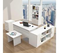 Dmora - Set de Bureau Styx, Composition du Studio, Kit de Bureau, Ensemble de Bureau et de tiroirs, Blanc