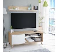 Dmora - Support TV Mesa, Buffet pour télévision de salon avec 1 porte, Meuble TV de salon, Buffet design, cm 135x40h50, Chêne