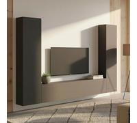 Dmora - Système mural Giordano, ensemble de salon meuble TV 3 portes, meuble de salon polyvalent, 100% Made in Italy, 260x30h180 cm, Anthracite