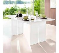 Dmora Table à manger fixe moderne, Made in Italy, Table design rectangulaire, Table de cuisine, 160x90h75 cm, couleur blanc brillant