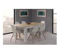 DMORA Table à rallonge Midland, Console extensible pour salle à manger,140/190x90h78 cm, Chêne et Blanc