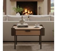 Dmora - Table Basse Bioglio, Table Basse, Porte-revues pour canapé, Etagère de Salon, 60x60 h41 cm, Gris et Marron