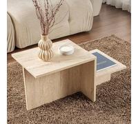 Dmora - Table Basse Cantello, Table Basse, Porte-revues pour canapé, Etagère de Salon, 80x40 h40 cm, Beige