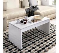 Dmora - Table basse Cuar, Porte-revues de salon avec compartiment de rangement, Table basse élévatrice basse, 102x50h43 cm, Blanc