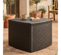 Dmora - Table basse d'extérieur Faenza, Table de rangement polyvalente, Etagère basse effet rotin, 100% Made in Italy, 53x53h40 cm, Anthracite