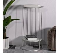 Dmora - Table Basse Ereniku, Table Basse, Porte-revues pour canapé, Etagère de Salon, 40x40 h76 cm, Argent