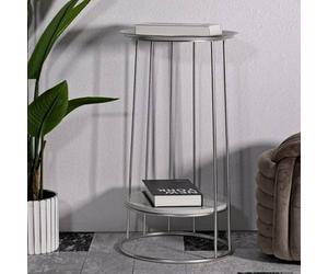 Dmora - Table Basse Ereniku, Table Basse, Porte-revues pour canapé, Etagère de Salon, 40x40 h76 cm, Argent