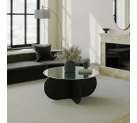 Dmora - Table Basse Gliese, Table Basse, Porte-revues pour canapé, Etagère de Salon, 75x75h35 cm, Noir