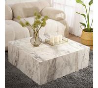 Dmora - Table Basse Lemina, Table Basse, Porte-revues pour canapé, Etagère de Salon, 90x90 h35 cm, Marbre