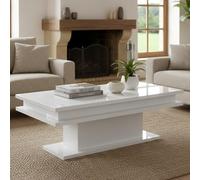 Dmora - Table basse Leon, Table basse, Porte-revues, 100% Made in Italy, 100x55h42 cm, Blanc brillant
