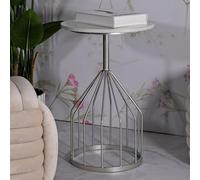 Dmora - Table Basse Lepenci, Table Basse, Porte-revues pour canapé, Etagère de Salon, 38x38 h58 cm, Argent