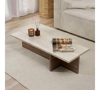 Dmora Table basse Qelsar 120 x 45 x 30 h cm marron noyer forme rectangulaire matériau plateau en bois mélaminé couleur plateau blanc