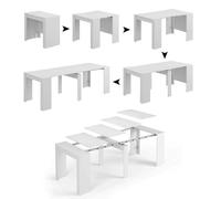 Dmora Table console extensible multifonctionnelle, couleur blanc brillant, Dimensions 90 x 78 x 51 cm
