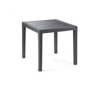 Dmora - Table d'extérieur Agrigento, Table de jardin carrée, Table basse fixe effet rotin, 100% Made in Italy, Cm 80x80h72, Anthracite