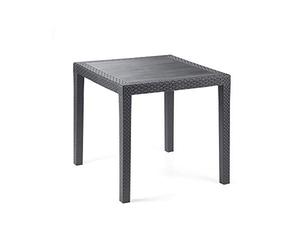Dmora - Table d'extérieur Agrigento, Table de jardin carrée, Table basse fixe effet rotin, 100% Made in Italy, Cm 80x80h72, Anthracite