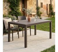 Dmora - Table d'extérieur Giove, Etagère de Jardin rectangulaire, Table de Jardin Polyvalente Effet rotin, 100% Made in Italy, 150x90h74 cm, Marron