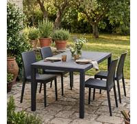 Dmora - Table d'extérieur Portici, Étagère à manger rectangulaire, Table de jardin polyvalente effet rotin, 100% Made in Italy, 150x90h72 cm, Anthracite
