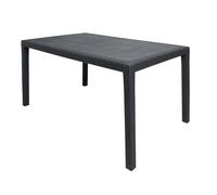 Dmora Table d'extérieur Portici, Table à manger rectangulaire, Table de jardin polyvalente effet rotin, 150x90h72 cm, Anthracite