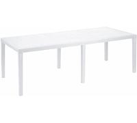 Dmora - Table d'extérieur Roma, Etagère à manger rectangulaire extensible, Table de jardin extensible effet rotin, 100% Made in Italy, 150/220x90h72 cm, Blanc