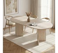 Dmora Table extensible bancalari 160 x 90 x 75h cm beige marbre 6 places extensible, mécanisme d'extension central