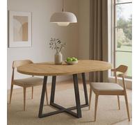 Dmora - Table Extensible Casarola, Console Extensible Ronde, Table à Manger Polyvalente Ovale, 110/158x110h77 cm, Chêne Nodi