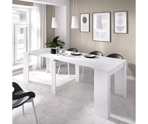 Dmora - Table Extensible Cognolo, Table à Manger Polyvalente, Console Extensible à Plusieurs Positions avec Support d'extension Inclus, 54/239x90h77 cm, Blanc