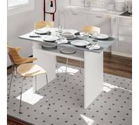 Dmora - Table extensible Garland, Etagère extensible avec ouverture rabattable, Table console d'appoint pliante, 120x35h77 cm, Blanc et Ciment