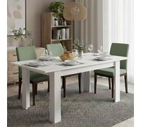 Dmora - Table extensible Midland, Console extensible pour salle à manger, Table de cuisine ouvrant avec rallonge, 140/190x90h78 cm, Blanc