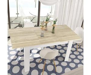 Dmora - Table extensible Midland, Console extensible pour salle à manger, Table de cuisine ouvrant avec rallonge, 140/190x90h78 cm, Chêne et Blanc