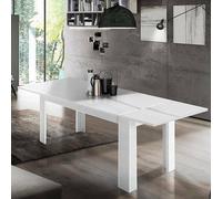 Dmora - Table extensible Nanni, Console extensible jusqu'à 10 places, Console extensible 100% Made in Italy, 140/190x90h75 cm, Blanc brillant