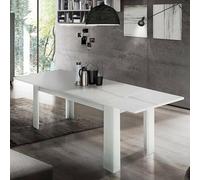 Dmora - Table extensible Natan, Console extensible jusqu'à 12 places, Console extensible 100% Made in Italy, 160/210x90h75 cm, Mélèze blanc brillant