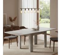 Dmora - Table extensible Otto, Console auxiliaire de cuisine, Table extensible, 100% Made in Italy, 90x90h75 cm, Ciment