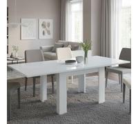 Dmora - Table extensible Otto, Console auxiliaire de cuisine, Table extensible, 100% Made in Italy, 90x90h75 cm, Blanc brillant