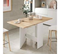 Dmora - Table extensible Toledo, Table à manger pliante avec plateau rabattable, Table d'appoint pliable, 31x77h78 cm, Blanc et Chêne